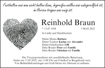 Anzeige von Reinhold Braun von MGO