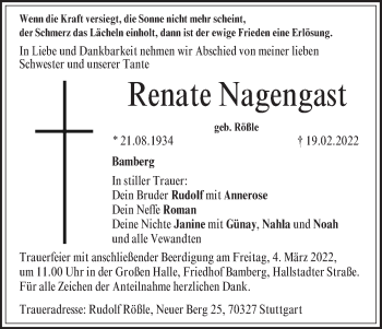 Anzeige von Renate Nagengast von MGO
