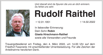 Anzeige von Rudolf Raithel von MGO