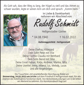Anzeige von Rudolf Schmidt von MGO
