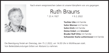 Anzeige von Ruth Brauns von MGO