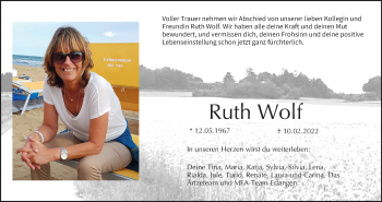 Anzeige von Ruth Wolf von MGO