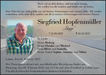 Anzeige von Siegfried Hopfenmüller von MGO