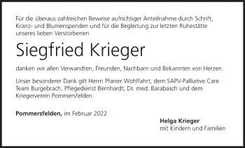 Anzeige von Siegfried Krieger von MGO