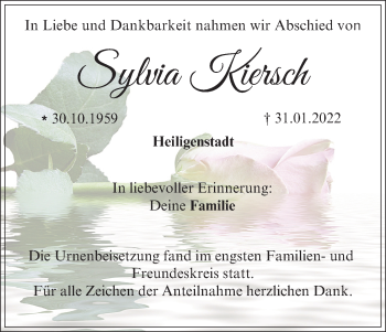 Anzeige von Sylvia Kiersch von MGO