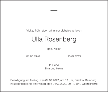 Anzeige von Ulla Rosenberg von MGO
