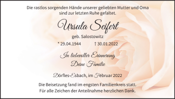 Anzeige von Ursula Seifert von MGO