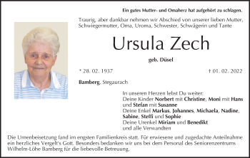Anzeige von Ursula Zech von MGO