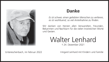Anzeige von Walter Lenhard von MGO