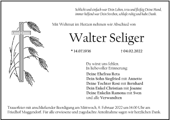 Anzeige von Walter Seliger von MGO