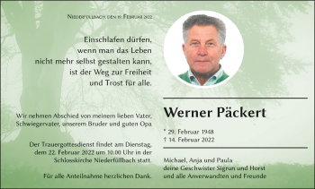 Anzeige von Werner Päckert von MGO