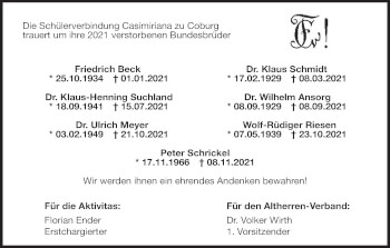 Anzeige von Wolf-Rüdiger Riesen von MGO