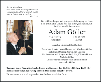 Anzeige von Adam Göller von MGO