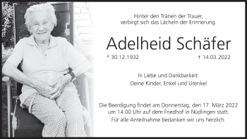 Anzeige von Adelheid Schäfer von MGO