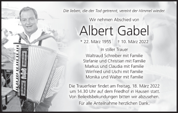Anzeige von Albert Gabel von MGO