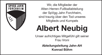 Anzeige von Albert Neubig von MGO