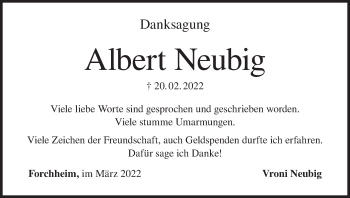 Anzeige von Albert Neubig von MGO