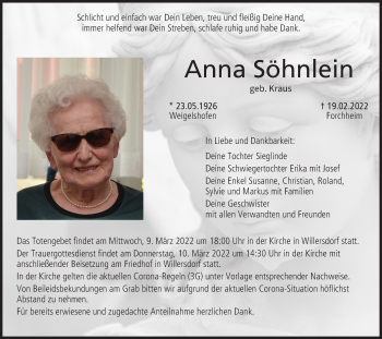 Anzeige von Anna Söhnlein von MGO