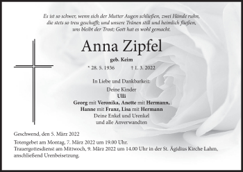 Anzeige von Anna Zipfel von MGO