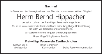 Anzeige von Bernd Hippacher von MGO