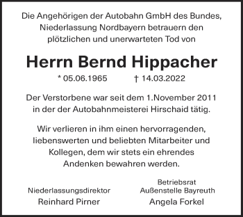 Anzeige von Bernd Hippacher von MGO