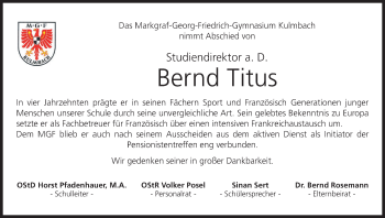 Anzeige von Bernd Titus von MGO
