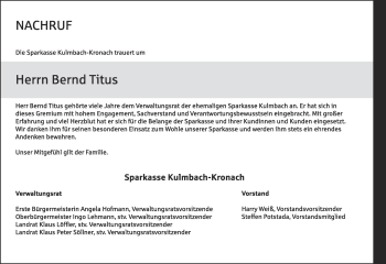 Anzeige von Bernd Titus von MGO