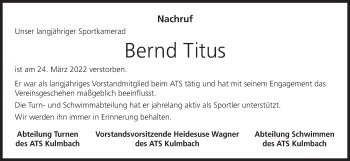 Anzeige von Bernd Titus von MGO