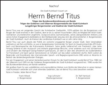 Anzeige von Bernd Titus von MGO