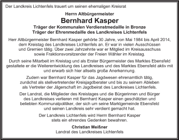 Anzeige von Bernhard Kasper von MGO