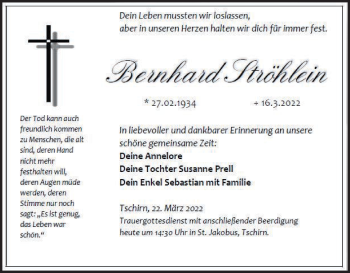 Anzeige von Bernhard Ströhlein von MGO