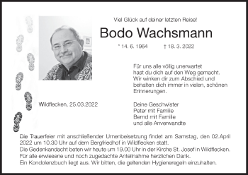 Anzeige von Bodo Wachsmann von MGO