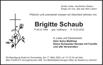 Anzeige von Brigitte Schaub von MGO