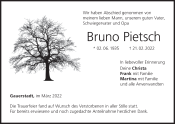Anzeige von Bruno Pietsch von MGO
