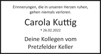 Anzeige von Carola Kuttig von MGO
