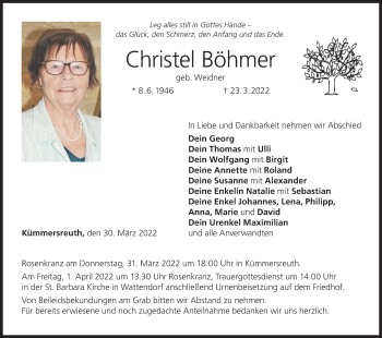 Anzeige von Christel Böhmer von MGO
