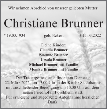 Anzeige von Christiane Brunner von MGO