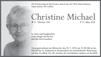 Anzeige von Christine Michael von MGO
