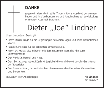Anzeige von Dieter Lindner von MGO