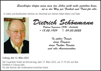 Anzeige von Dietrich Schönmann von MGO