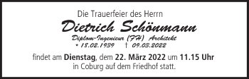 Anzeige von Dietrich Schönmann von MGO