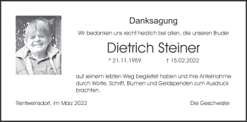 Anzeige von Dietrich Steiner von MGO