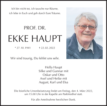 Anzeige von Ekke Haupt von MGO
