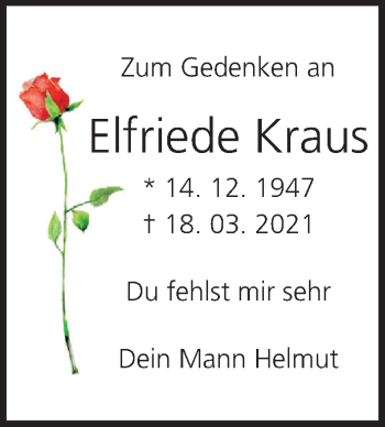 Anzeige von Elfriede Kraus von MGO