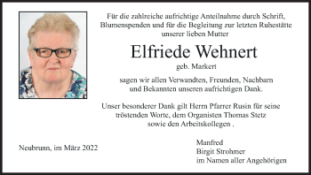 Anzeige von Elfriede Wehnert von MGO