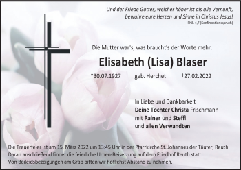 Anzeige von Elisabeth Blaser von MGO