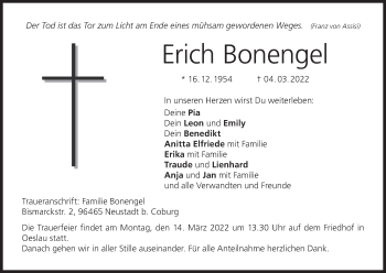 Anzeige von Erich Bonengel von MGO