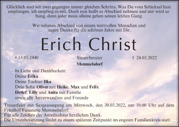 Anzeige von Erich Christ von MGO