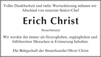 Anzeige von Erich Christ von MGO