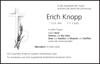 Anzeige von Erich Knopp von MGO